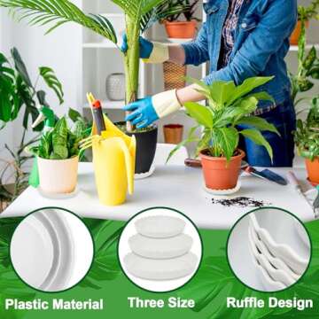 YUANAIYI 6 Packs Wave Plant Saucer - Plastic Flower Pot Drip Trays/Durable Heavy Duty White Plant Tray for Indoor and Out Door Plant(6/8/10 inch)