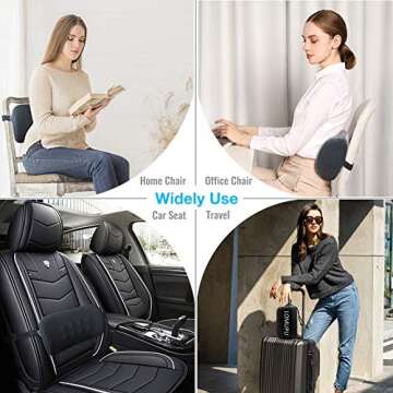 Ergonomic Memory Foam Lumbar Support Pillow - Back Pain Relief Cushion with Adjustable Straps