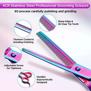 Gimars 6 in 1 Grooming Scissors Set for Dogs & Cats