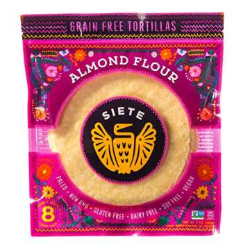 Siete Almond Flour Grain Free Tortillas, 8 Tortillas Per Pack, 2-Pack, 16 Tortillas