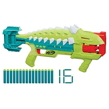 Nerf DinoSquad Armorstrike Dart Blaster, 16 Darts, Indoor and Outdoor Games, Dinosaur Toys for 8 Yea...
