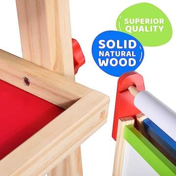 Joyooss Double-Sided Kids Art Easel, Magnetic & Adjustable Fun