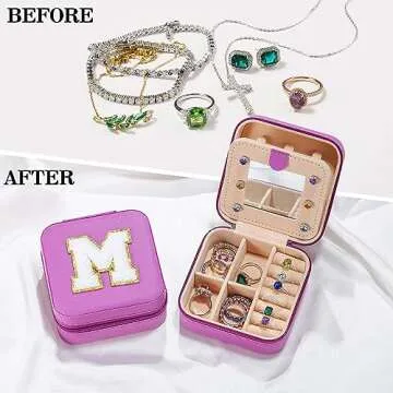 Personalized Initial Travel Jewelry Case for Women