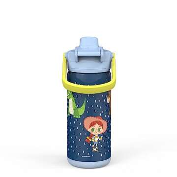 zak! Beacon Insulated Bottle, Disney Pixar Toy Story 4 - 14 oz - Durable Stainless Steel - Double-Wall Vacuum Insulation, Silicone Spout & Push-Button, Leak-Proof Lid - Dishwasher Safe