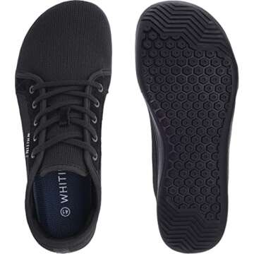 WHITIN Women's Minimalist Barefoot Shoes Wide Toe Box Zero Drop Fashion Sneaker Size 7 Sport Flat Road Running Athletic Tennis Comfy Walking Black 37