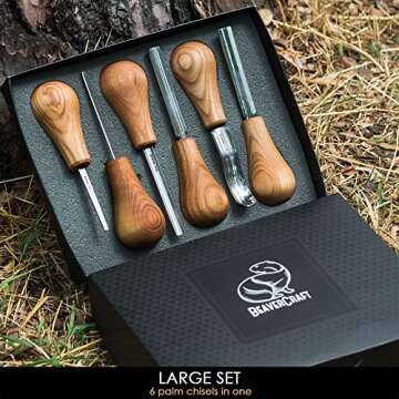BeaverCraft SC05 Ergonomic Wood Carving Tools Kit - 6-Piece Set for Every Project
