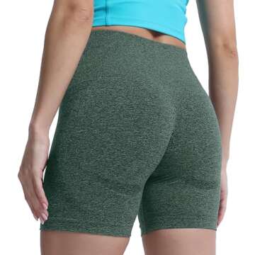 Aoxjox Contour Seamless Workout Biker Shorts for Women Tummy Control High Waisted Athletic Booty Running Yoga Short 5" (Storm Green Marl, Small)