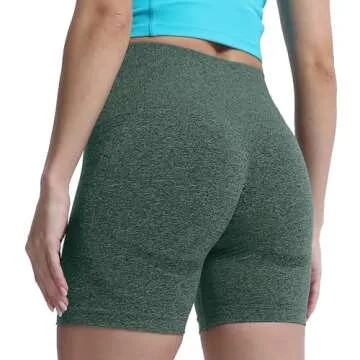 Aoxjox Contour Seamless Workout Biker Shorts for Women Tummy Control High Waisted Athletic Booty Running Yoga Short 5" (Storm Green Marl, Small)