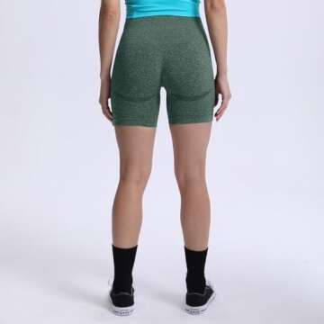 Aoxjox Contour Seamless Workout Biker Shorts for Women Tummy Control High Waisted Athletic Booty Running Yoga Short 5" (Storm Green Marl, Small)