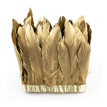 Sowder Duck Goose Feather Trim Fringe 2 Yards | Gold Elegance