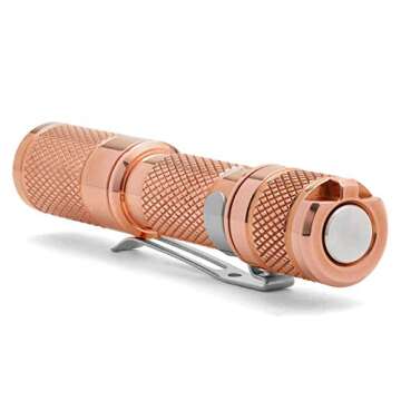 DROP - MDX-18406-2 AAA Copper Flashlight — EDC Mini Pocket LED Torch, IPX-8 Waterproof, 3 Modes, 1.5 oz, 110 lumens (CREE XP-G3 LED) (Drop AAA Copper - CREE)