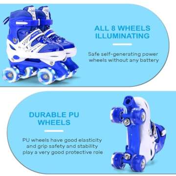 Roller Skates for Girls and Kids, 4 Sizes Adjustable Roller Skates, with All Wheels Light up, Fun Illuminating for Girls and Kids, Roller Skates for Kids Beginners, Pink
