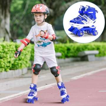 Roller Skates for Girls and Kids, 4 Sizes Adjustable Roller Skates, with All Wheels Light up, Fun Illuminating for Girls and Kids, Roller Skates for Kids Beginners, Pink