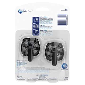 Febreze Vent Clip Car Air Freshener, Odor Eliminator, Unstopables Fresh Scent, 2 CLIPS