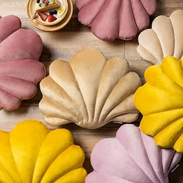 Ashler Shell Shaped Throw Pillow for Couch and Bed