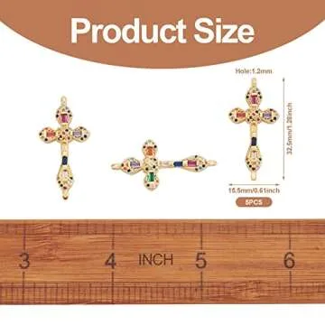 FASHEWELRY 5Pcs CZ Cross Charms for Jewelry Making