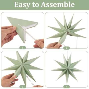 SUNBEAUTY Sage Green 9-Pointed 12 Inch Paper Star Lanterns Christmas Hanging Lamp Paper Decorations ...