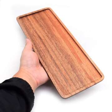 13.8 Inch Solid Wood Serving Platters and Trays of Natural Acacia Wood Log Charcuterie Boards,Cheese Board