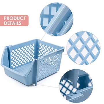 DVHOK 4Pcs Stackable Storage Basket Organizer for Food Snacks Toys Toiletries Plastic Storage Bins Multicolor