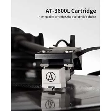 ANGELS HORN Bluetooth Vinyl Record Player - High-Fidelity 2-Speed Turntable with Built-in Speakers - Includes Phono Preamp & Magnetic AT-3600L Cartridge - Black Classic Edition