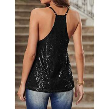 Lime Flare Women Sexy V Neck Sparkle Cami Tank Top