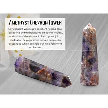 Amethyst Chevron Crystal Towers ~ Natural Healing Crystal Point Obelisk for Reiki Healing and Crystal Grid (2" to 3" INCH)