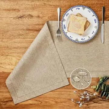 Mebakuk Linen Farmhouse Table Runner Large Burlap Style Soft and Waterproof Decorative Fabric Runner...