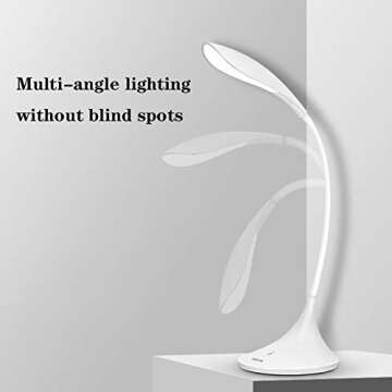 luckxuan Reading Lamp Simple Desk Lamp, LED Desk Light with 3 Lighting Modes for Home and Office Flexible Study Lamp with USB Charging Port, Touch Control Desk Light