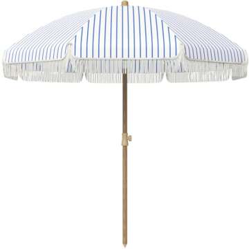 Aoxun 7ft Patio Umbrella with Fringe Outdoor UV 50+ Protection Picnic Umbrella with Aluminum Pole, Ribs Push Button Tilt and Carry Bag