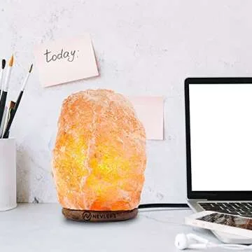 Nevlers 2 Pack Natural Pink Himalayan Salt Lamp with Dimmer Cord & Light Bulb | 6"- 8" Tall Salt Rock Lamp with Wood Base | 100% Authentic Himalayan Pink Salt Lamp | Hand Crafted Salt Lamps