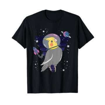Funny Parrot Pet Bird Planets Space Birb Astronaut Cockatiel T-Shirt