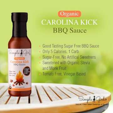 Simple Girl Organic BBQ Sauce - Carolina, Country Sweet, Southern Blend - Organic, Gluten Free, Vegan, Paleo, Keto, Diet Friendly - 12oz 3 Pack