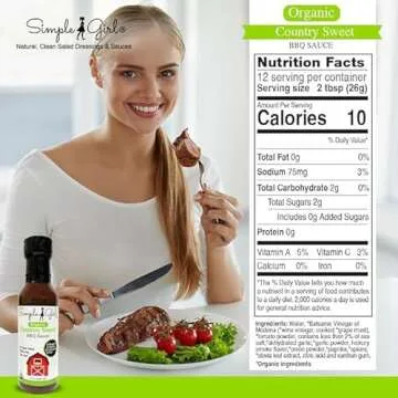 Simple Girl Organic BBQ Sauce - Carolina, Country Sweet, Southern Blend - Organic, Gluten Free, Vegan, Paleo, Keto, Diet Friendly - 12oz 3 Pack