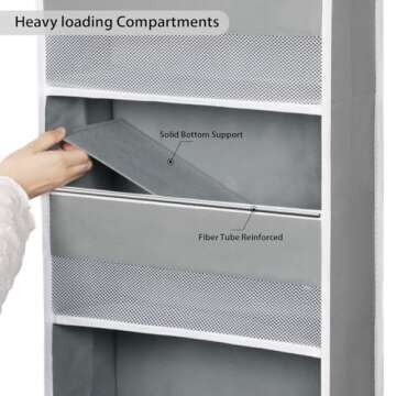 Univivi Over Door Hanging Organizer Storage with 5 Large Pockets and 3 Small PVC Pockets for Cosmetics Wall Hanging Storage Organizer for Pantry Baby Nursery Bathroom Closet Dorm(Grey)