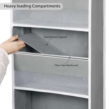 Univivi Over Door Hanging Organizer Storage with 5 Large Pockets and 3 Small PVC Pockets for Cosmetics Wall Hanging Storage Organizer for Pantry Baby Nursery Bathroom Closet Dorm(Grey)
