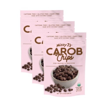 Missy J's Organic Carob Chips 3 Pack | Carob Made w/Coconut Sugar, Vegan and Gluten-Free | Healthy C...