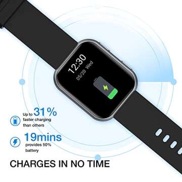 TOUCHELEX Smart Watch 1.75-inch HD Screen for Android Phones and iOS Compatible iPhone Samsung Men Women Oxygen Heart Rate Monitor 3ATM Waterproof Smartwatch Fitness Tracker (Black)