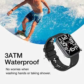 TOUCHELEX Smart Watch 1.75-inch HD Screen for Android Phones and iOS Compatible iPhone Samsung Men Women Oxygen Heart Rate Monitor 3ATM Waterproof Smartwatch Fitness Tracker (Black)