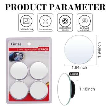 LivTee 2" HD Glass Blind Spot Mirrors for Safer Driving