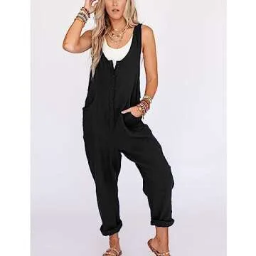 Fashionable Yeokou Womens Linen Overalls – Cool Summer Jumpsuits with Pockets