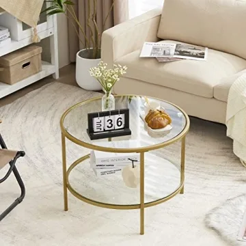 VINGLI Glass Coffee Table with 2-Tier Design for Modern Living
