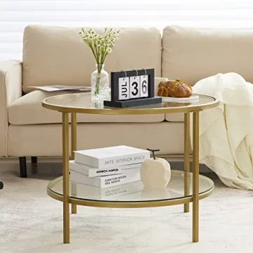 VINGLI Glass Coffee Table with 2-Tier Design for Modern Living