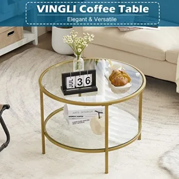 VINGLI Glass Coffee Table with 2-Tier Design for Modern Living