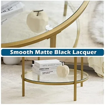 VINGLI Glass Coffee Table with 2-Tier Design for Modern Living