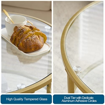 VINGLI Glass Coffee Table with 2-Tier Design for Modern Living