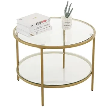 VINGLI Glass Coffee Table with 2-Tier Design for Modern Living