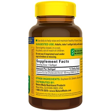Nature Made Vitamin D3 2000 IU for Immune and Bone Health