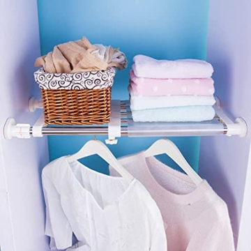 Hershii Expandable Tension Shelf & Rod for Easy Organization