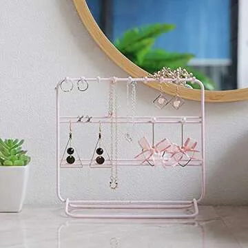 kaileyouxiangongsi Jewelry Organizer, Jewelry Holder, Perfect Earrings, Necklaces and Bracelets Holder, Pink