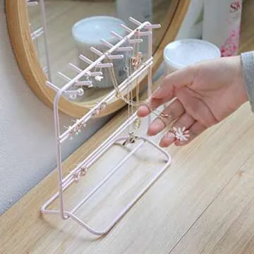 kaileyouxiangongsi Jewelry Organizer, Jewelry Holder, Perfect Earrings, Necklaces and Bracelets Holder, Pink